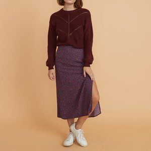 Ryan Midi Slip Skirt in Cabernet Floral (worn 2X)